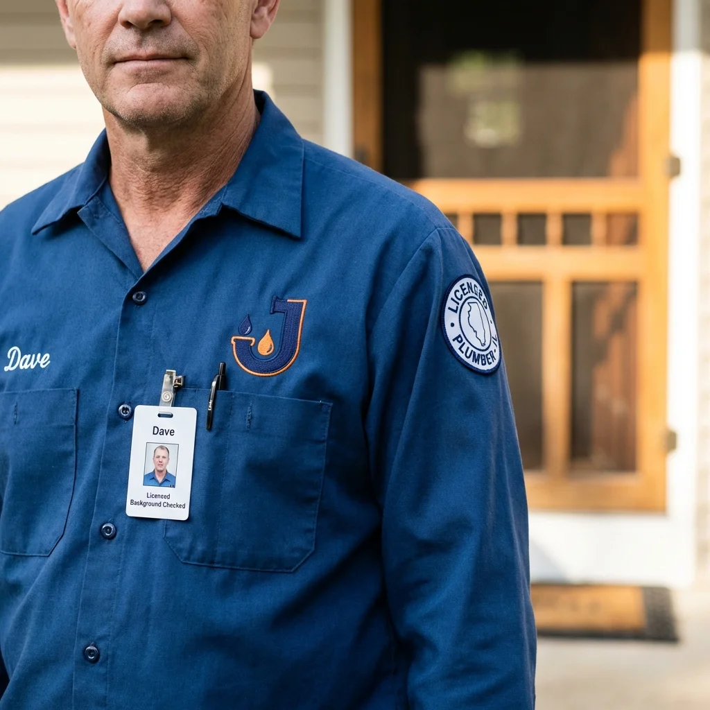 Licensed plumber showing ID badge in Ardmore, OK