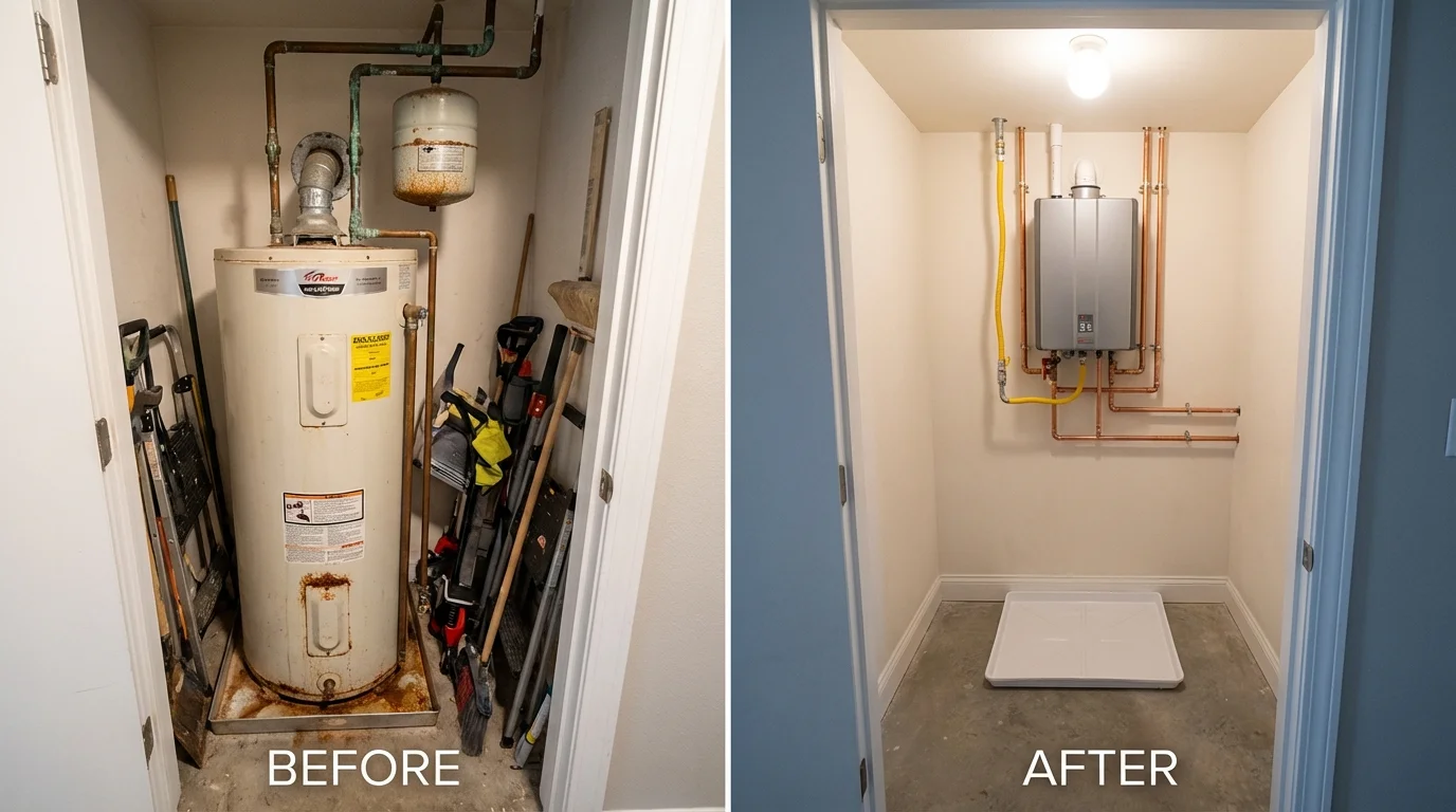 Tank water heater versus wall-mounted tankless unit comparison for Ardmore, OK homeowners