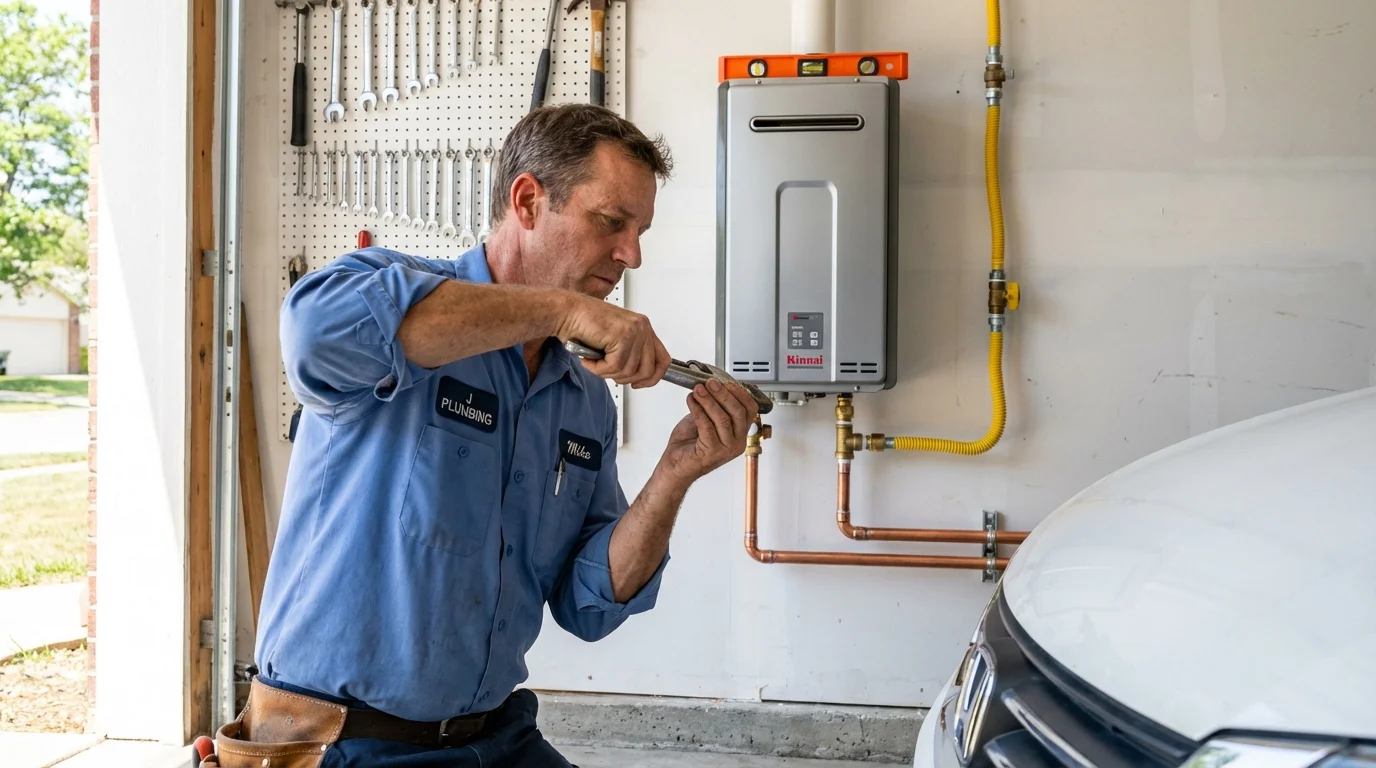 Tankless water heater installation by a Johns Plumbing LLC plumber in Ardmore